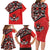 Canada Day Family Matching Long Sleeve Bodycon Dress and Hawaiian Shirt Haida Maple Leaf Style Tattoo Red