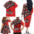 Canada Day Family Matching Off The Shoulder Long Sleeve Dress and Hawaiian Shirt Haida Maple Leaf Style Tattoo Red