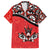 Canada Day Family Matching Off The Shoulder Long Sleeve Dress and Hawaiian Shirt Haida Maple Leaf Style Tattoo Red