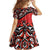 Canada Day Family Matching Off Shoulder Maxi Dress and Hawaiian Shirt Haida Maple Leaf Style Tattoo Red