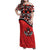 Canada Day Family Matching Off Shoulder Maxi Dress and Hawaiian Shirt Haida Maple Leaf Style Tattoo Red