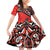 Canada Day Family Matching Off Shoulder Short Dress and Hawaiian Shirt Haida Maple Leaf Style Tattoo Red