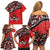 Canada Day Family Matching Off Shoulder Short Dress and Hawaiian Shirt Haida Maple Leaf Style Tattoo Red