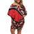 Canada Day Family Matching Off Shoulder Short Dress and Hawaiian Shirt Haida Maple Leaf Style Tattoo Red