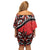 Canada Day Family Matching Off Shoulder Short Dress and Hawaiian Shirt Haida Maple Leaf Style Tattoo Red