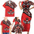 Canada Day Family Matching Short Sleeve Bodycon Dress and Hawaiian Shirt Haida Maple Leaf Style Tattoo Red