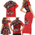 Canada Day Family Matching Short Sleeve Bodycon Dress and Hawaiian Shirt Haida Maple Leaf Style Tattoo Red