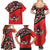 Canada Day Family Matching Summer Maxi Dress and Hawaiian Shirt Haida Maple Leaf Style Tattoo Red