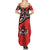 Canada Day Family Matching Summer Maxi Dress and Hawaiian Shirt Haida Maple Leaf Style Tattoo Red