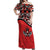 Canada Day Off Shoulder Maxi Dress Haida Maple Leaf Style Tattoo Red - Wonder Print Shop