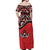 Canada Day Off Shoulder Maxi Dress Haida Maple Leaf Style Tattoo Red - Wonder Print Shop