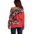 Canada Day Off Shoulder Sweater Haida Maple Leaf Style Tattoo Red