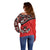 Canada Day Off Shoulder Sweater Haida Maple Leaf Style Tattoo Red