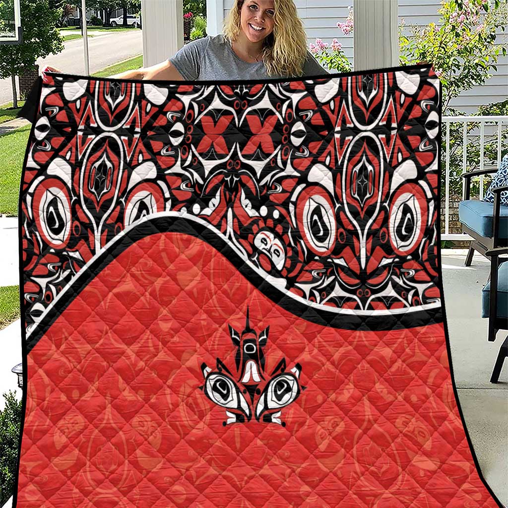 Canada Day Quilt Haida Maple Leaf Style Tattoo Red