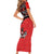 Canada Day Short Sleeve Bodycon Dress Haida Maple Leaf Style Tattoo Red