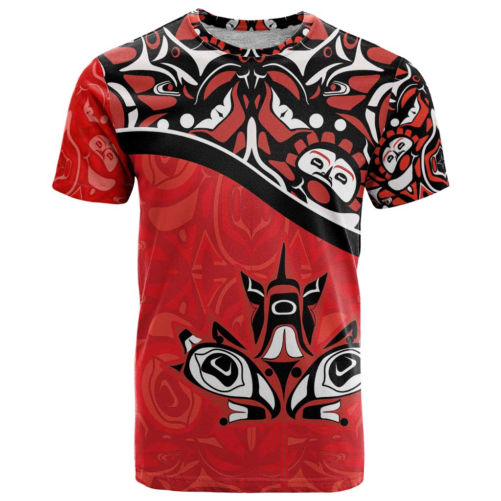 Canada Day T Shirt Haida Maple Leaf Style Tattoo Red