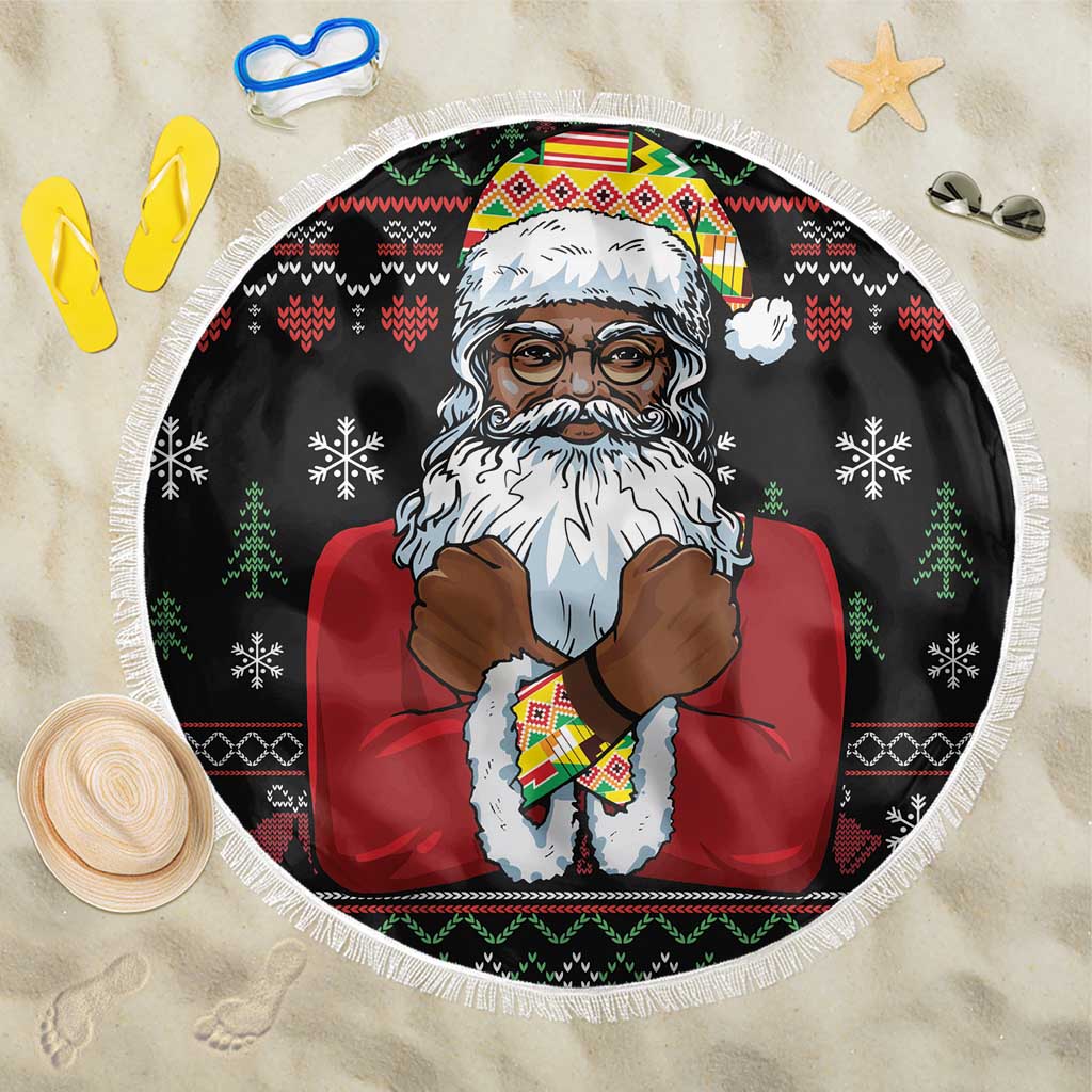 Santa Claus With African Traditional Costume Beach Blanket Christmas - Wonder Print Shop