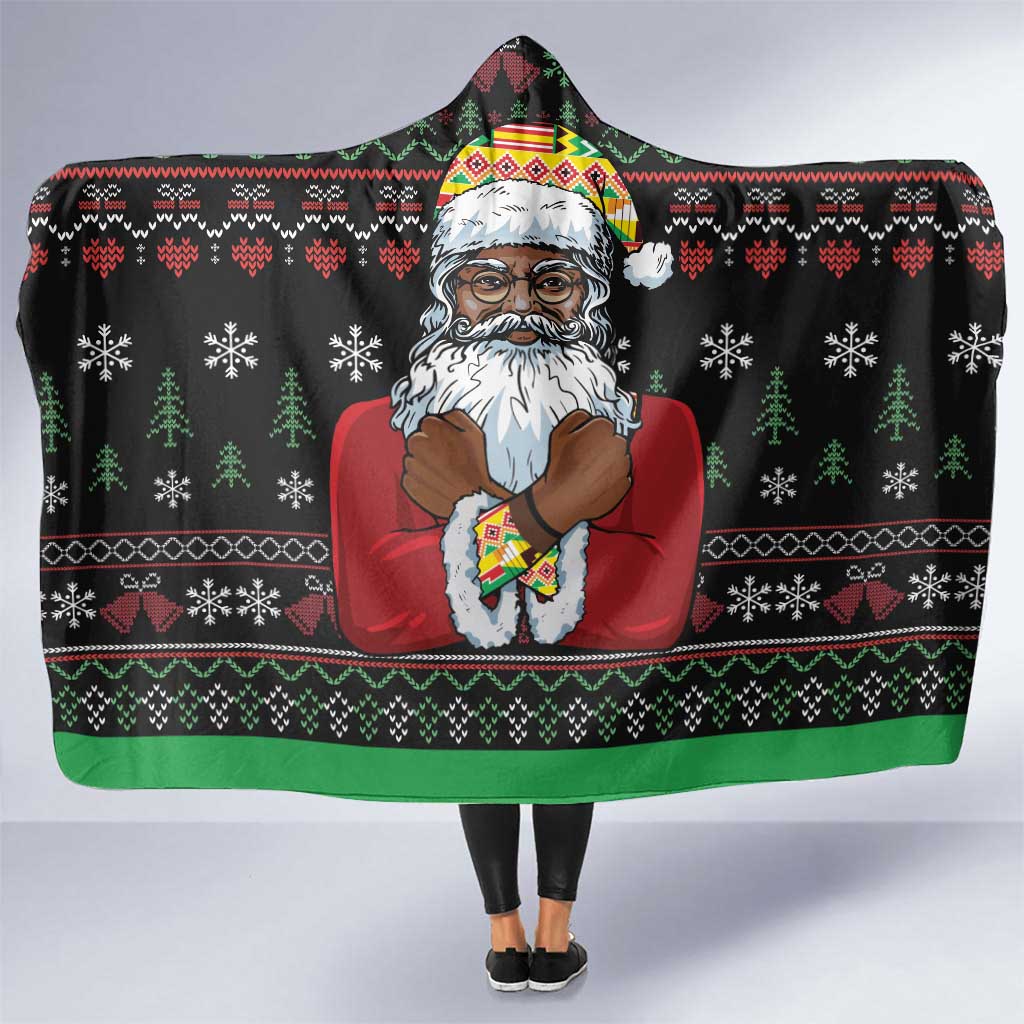 Santa Claus With African Traditional Costume Hooded Blanket Christmas