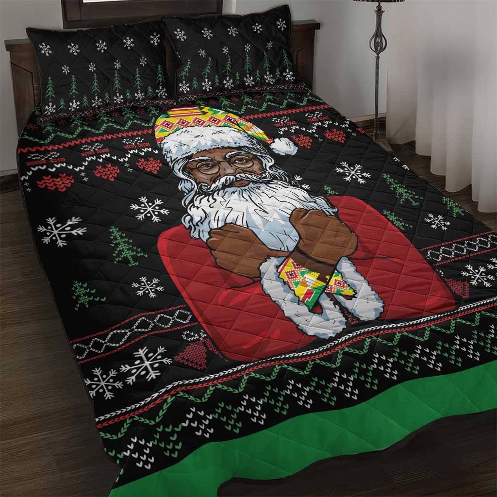 Santa Claus With African Traditional Costume Quilt Bed Set Christmas - Wonder Print Shop