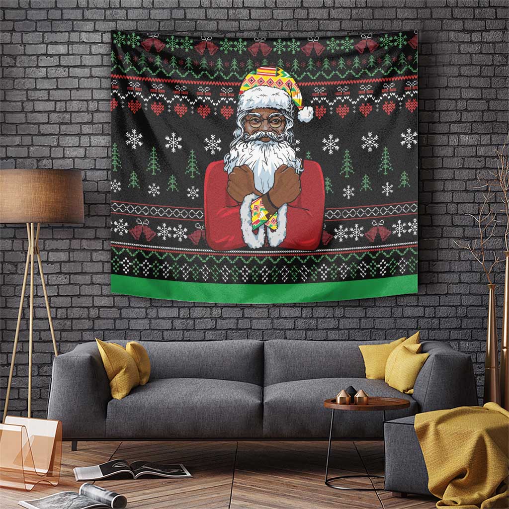 Santa Claus With African Traditional Costume Tapestry Christmas