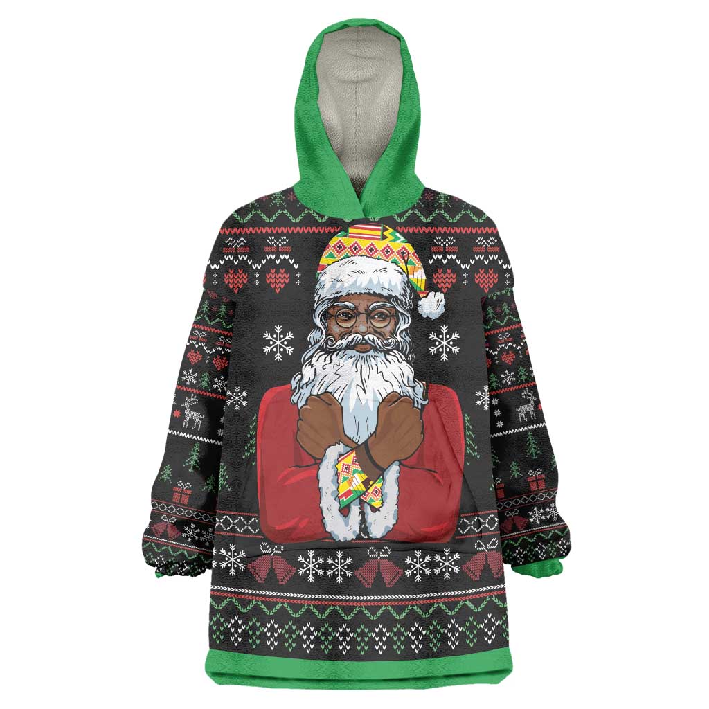 Santa Claus With African Traditional Costume Wearable Blanket Hoodie Christmas