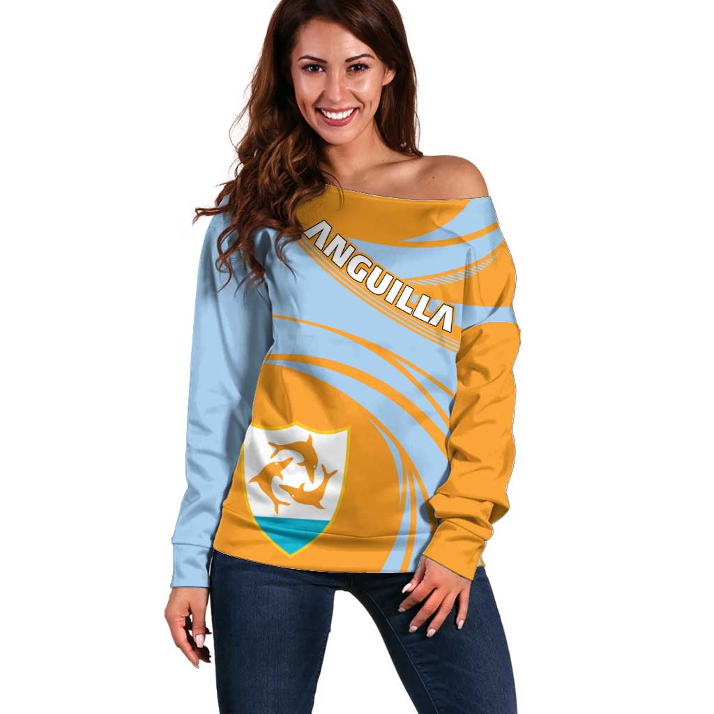 Anguilla Off Shoulder Sweater Coat Of Arms Cricket Style