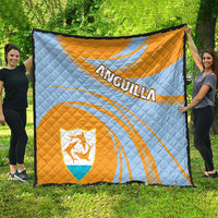Anguilla quilt blanket with light blue and yellow waves, ANGUILLA title, shield crest