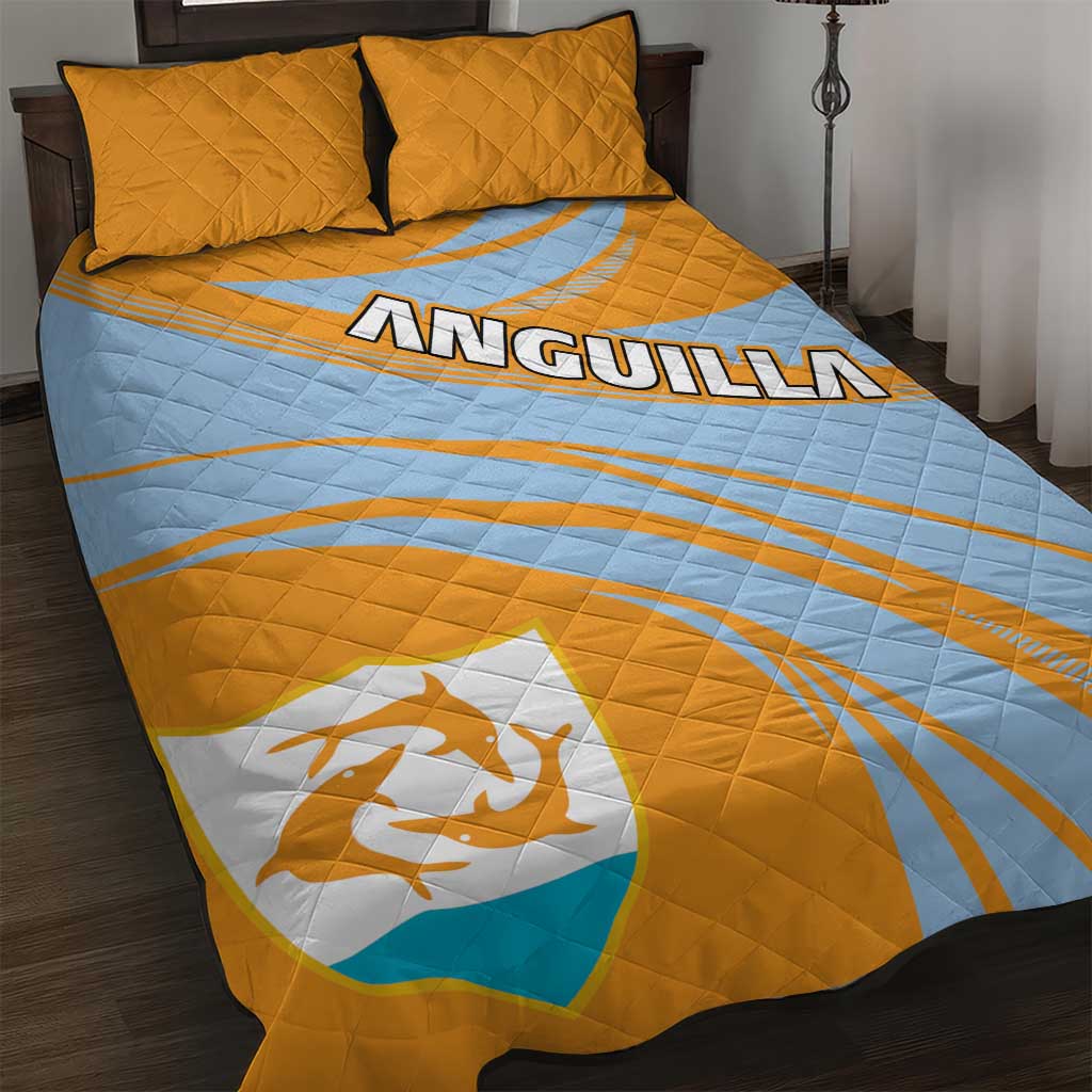 Anguilla Quilt Bed Set Coat Of Arms Cricket Style - Wonder Print Shop