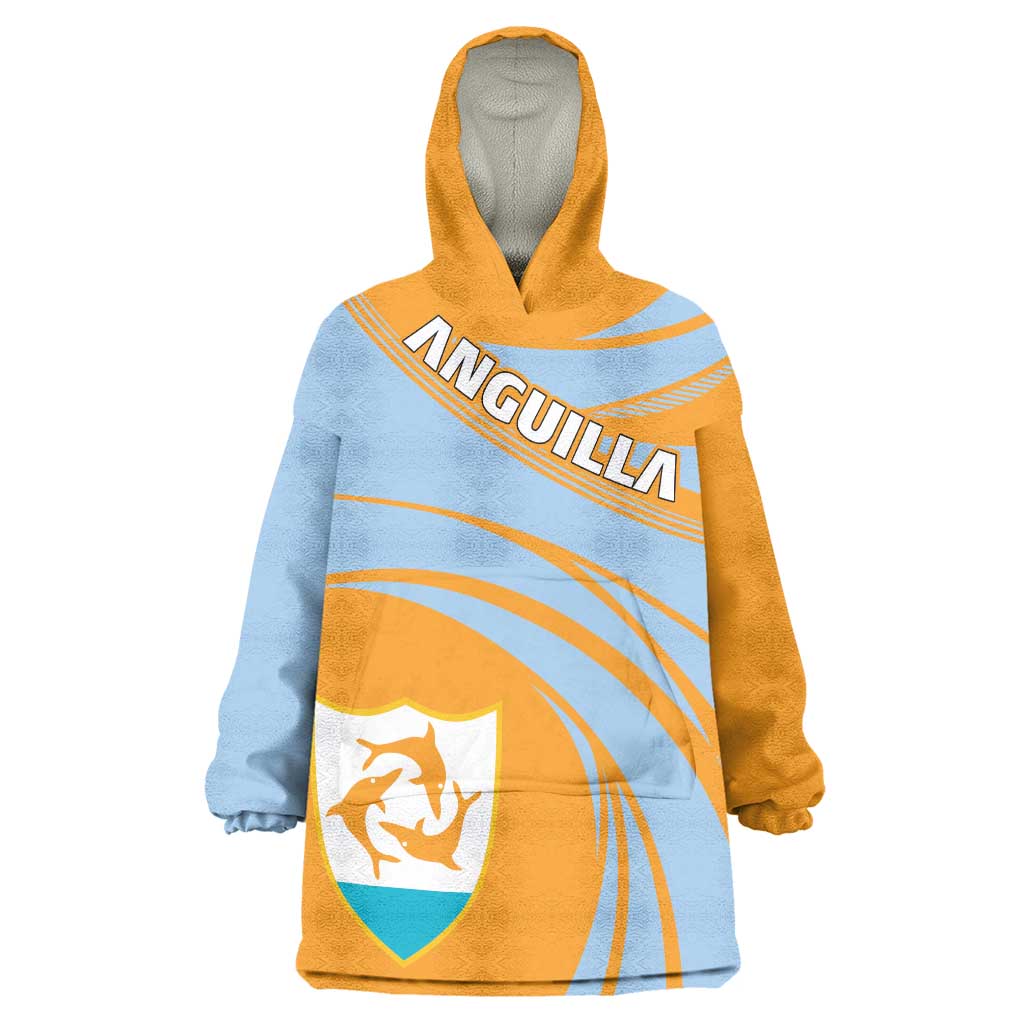 Anguilla Wearable Blanket Hoodie Coat Of Arms Cricket Style