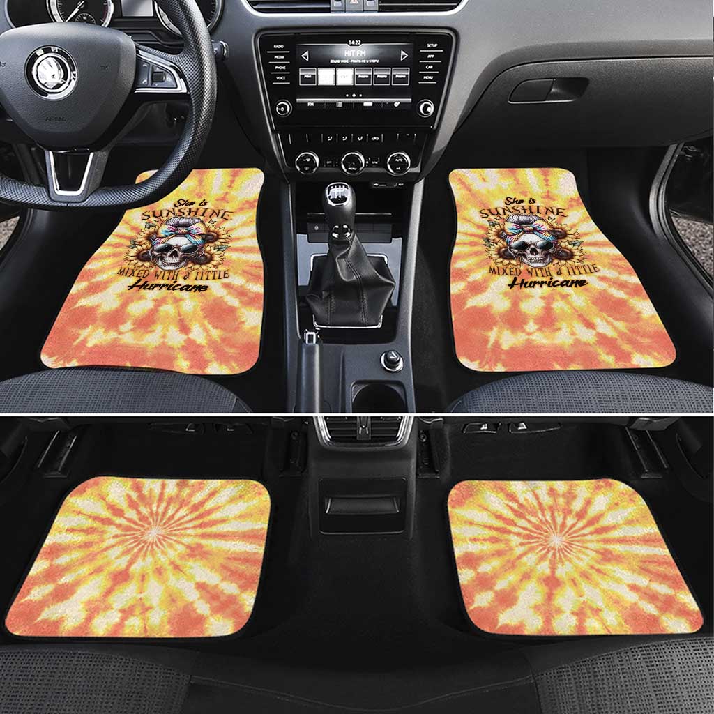 She Is Sunshine Skull Car Mats Tie Dye Yellow - Wonder Print Shop