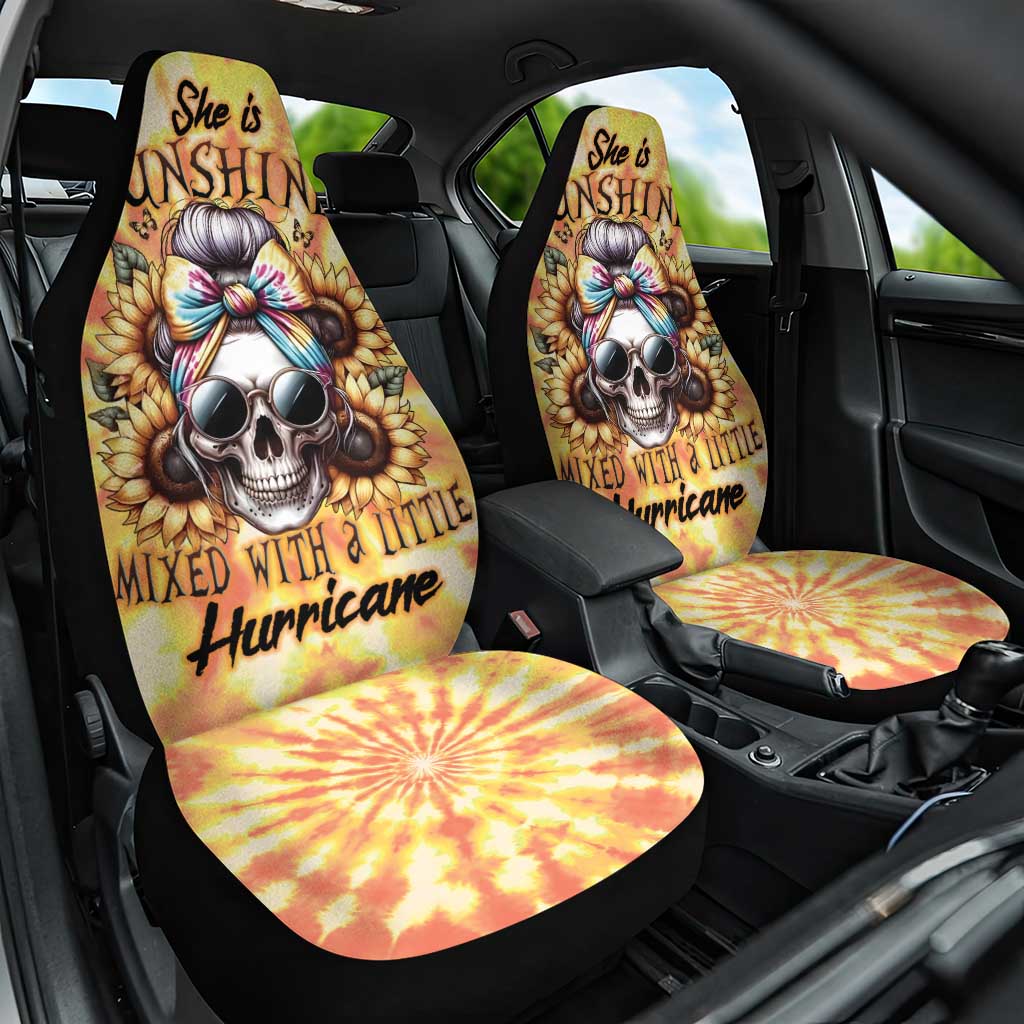 She Is Sunshine Skull Car Seat Cover Tie Dye Yellow - Wonder Print Shop