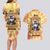 She Is Sunshine Skull Couples Matching Long Sleeve Bodycon Dress and Hawaiian Shirt Tie Dye Yellow - Wonder Print Shop