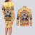 She Is Sunshine Skull Couples Matching Long Sleeve Bodycon Dress and Long Sleeve Button Shirt Tie Dye Yellow - Wonder Print Shop