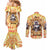 She Is Sunshine Skull Couples Matching Mermaid Dress and Long Sleeve Button Shirt Tie Dye Yellow