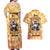 She Is Sunshine Skull Couples Matching Off Shoulder Maxi Dress and Hawaiian Shirt Tie Dye Yellow - Wonder Print Shop