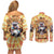 She Is Sunshine Skull Couples Matching Off Shoulder Short Dress and Long Sleeve Button Shirt Tie Dye Yellow - Wonder Print Shop