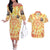 She Is Sunshine Skull Couples Matching Off The Shoulder Long Sleeve Dress and Hawaiian Shirt Tie Dye Yellow - Wonder Print Shop