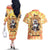 She Is Sunshine Skull Couples Matching Off The Shoulder Long Sleeve Dress and Hawaiian Shirt Tie Dye Yellow - Wonder Print Shop