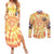 She Is Sunshine Skull Couples Matching Summer Maxi Dress and Long Sleeve Button Shirt Tie Dye Yellow - Wonder Print Shop