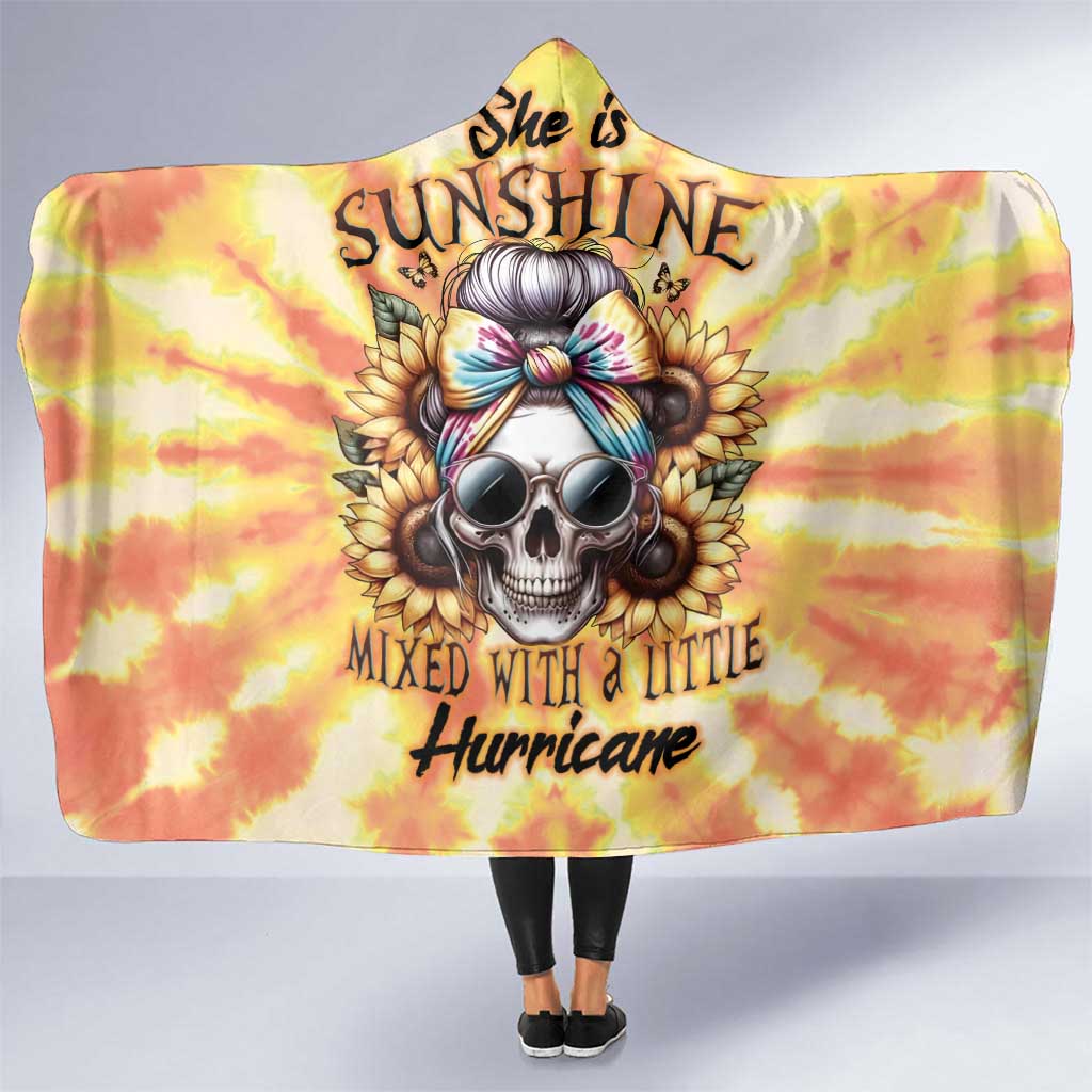 She Is Sunshine Skull Hooded Blanket Tie Dye Yellow