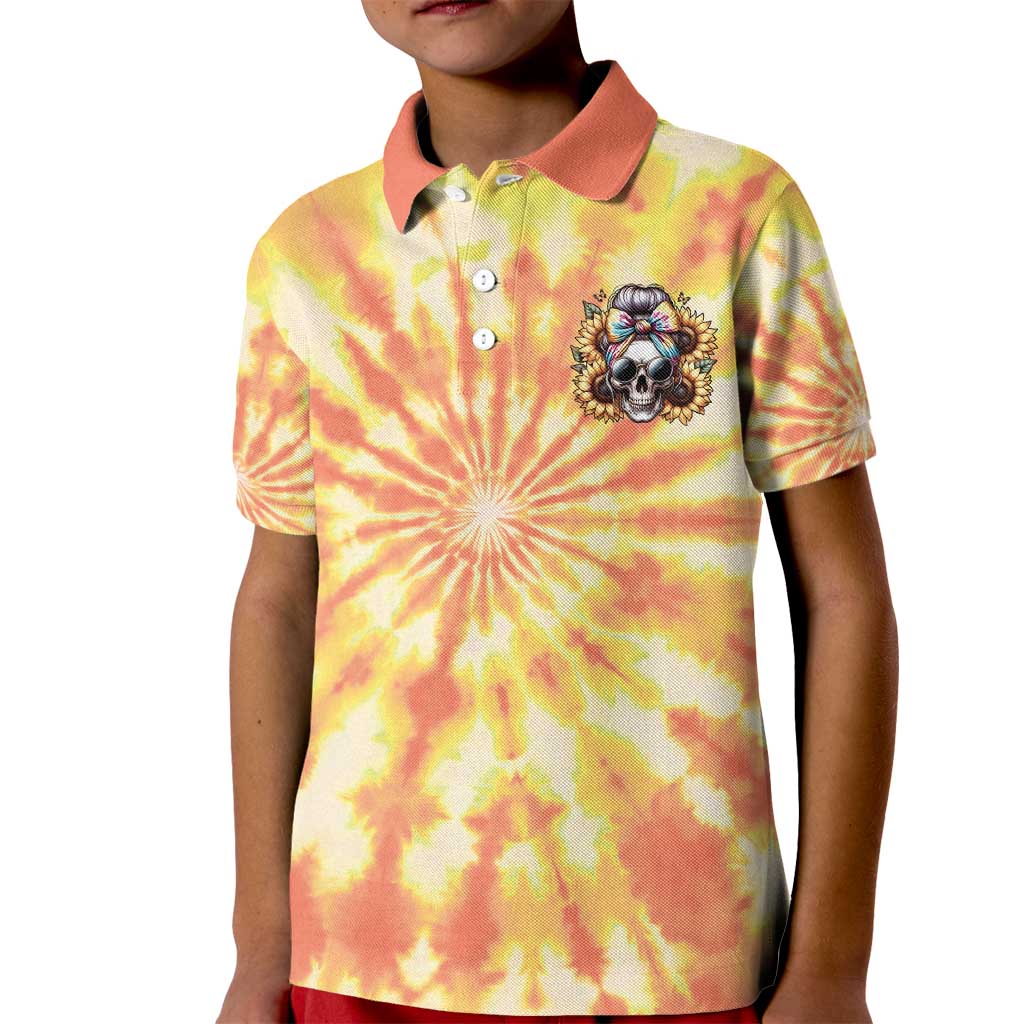 She Is Sunshine Skull Kid Polo Shirt Tie Dye Yellow - Wonder Print Shop