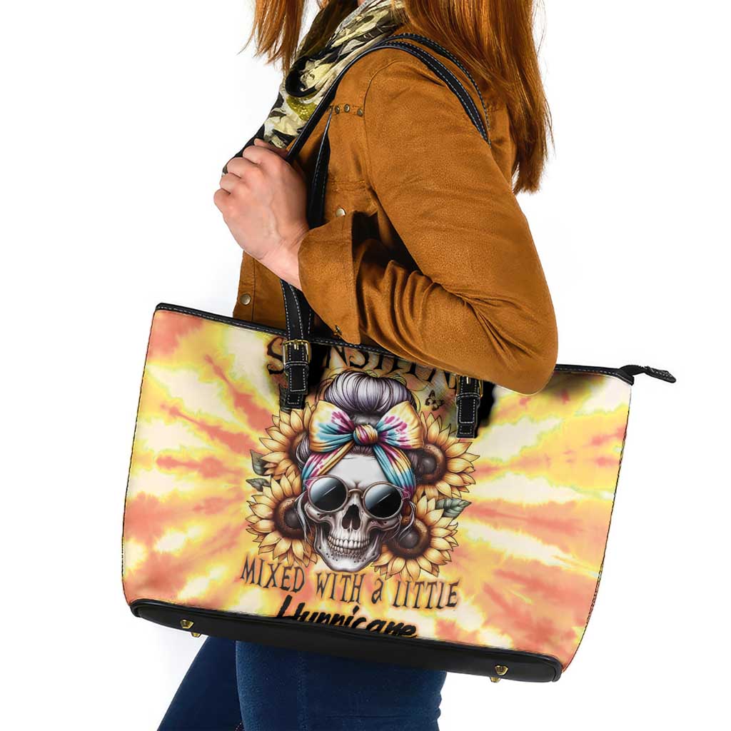 She Is Sunshine Skull Leather Tote Bag Tie Dye Yellow - Wonder Print Shop