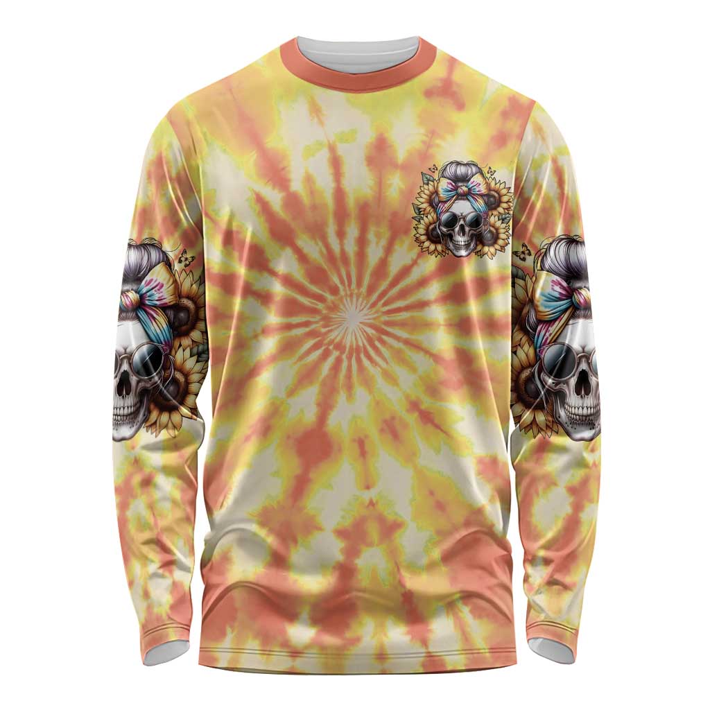 She Is Sunshine Skull Long Sleeve Shirt Tie Dye Yellow - Wonder Print Shop