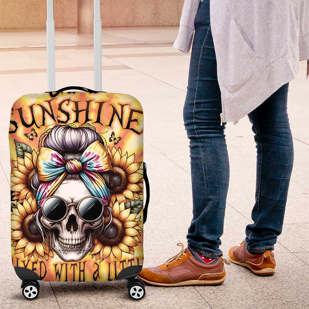 She Is Sunshine Skull Luggage Cover Tie Dye Yellow