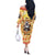 She Is Sunshine Skull Off The Shoulder Long Sleeve Dress Tie Dye Yellow - Wonder Print Shop