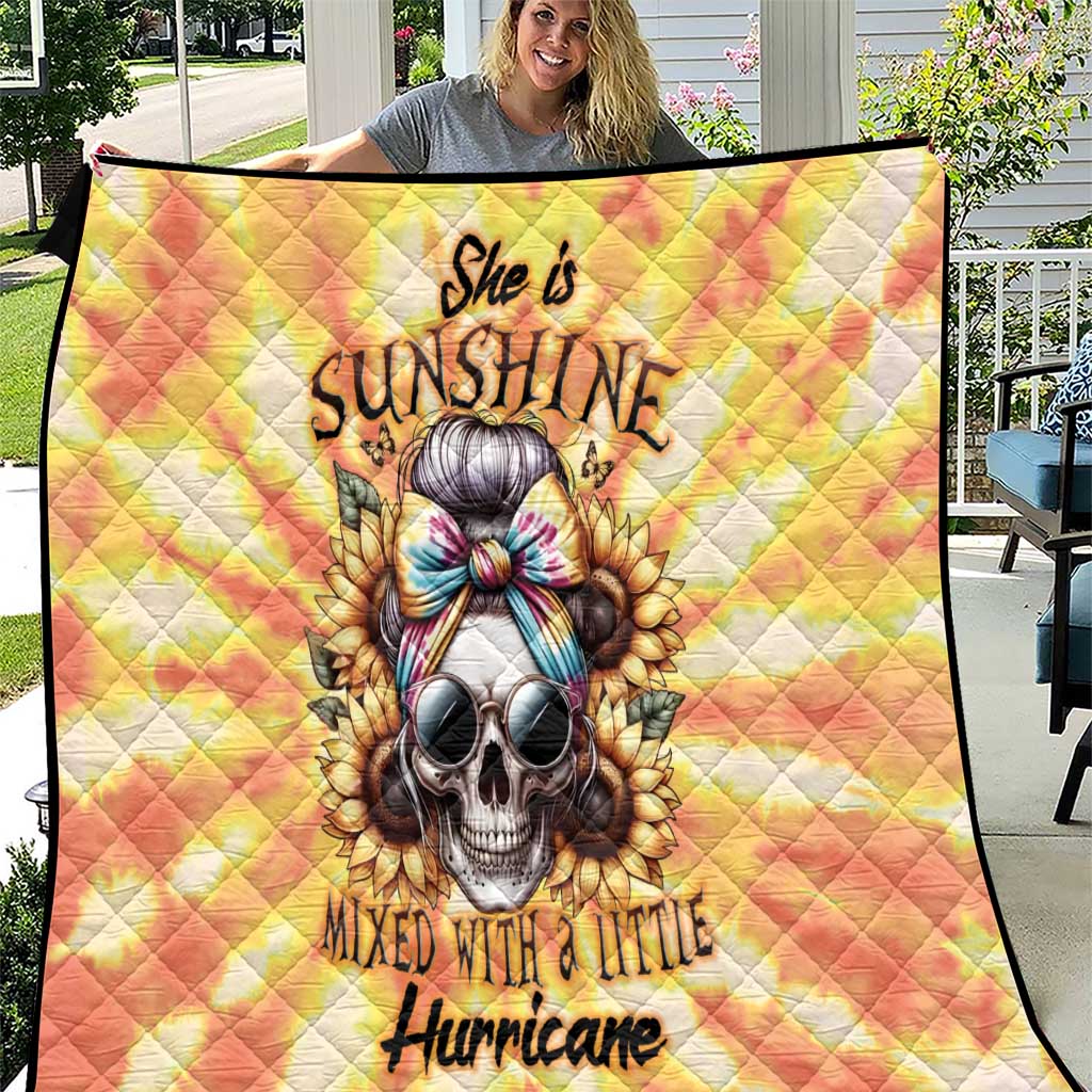 She Is Sunshine Skull Quilt Tie Dye Yellow - Wonder Print Shop