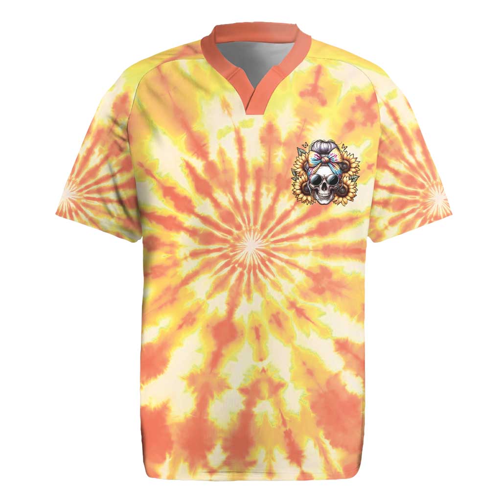 She Is Sunshine Skull Rugby Jersey Tie Dye Yellow - Wonder Print Shop