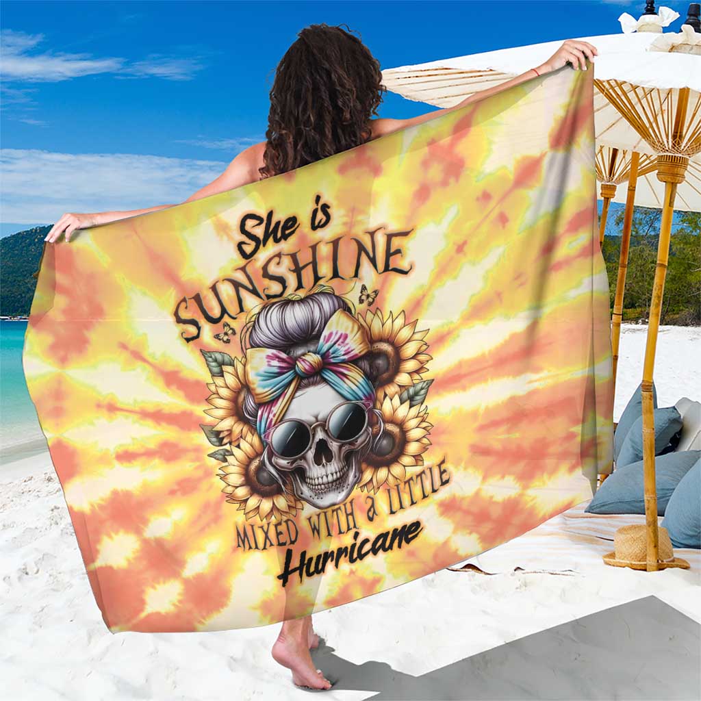 She Is Sunshine Skull Sarong Tie Dye Yellow