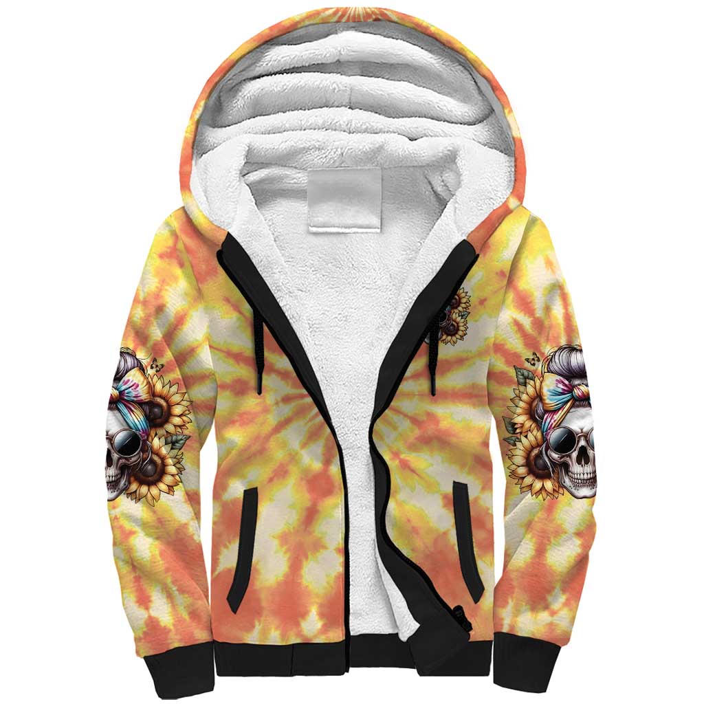 She Is Sunshine Skull Sherpa Hoodie Tie Dye Yellow