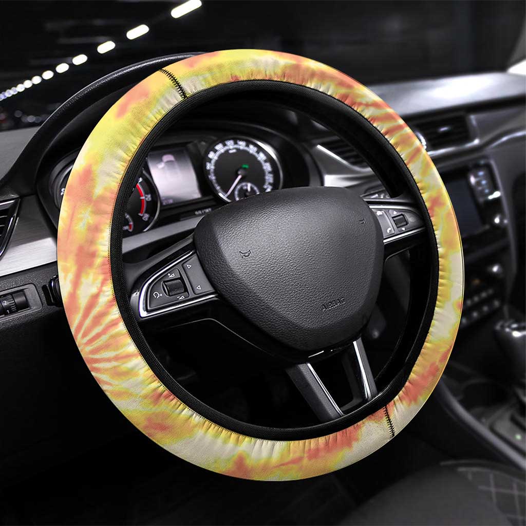 She Is Sunshine Skull Steering Wheel Cover Tie Dye Yellow - Wonder Print Shop